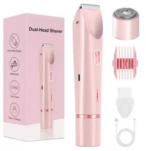 Wet Dry Use Lady Epilator Rechargeable Hair Remover Full Body Dual Head Trimmer for Face Leg Arm Underarm Bikini Warm Winter Christmas Gift Hair Removal Machine