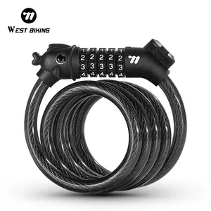 WEST BIKING Cute Cartoon Fish Children Bike Password Lock 1.2M Password Lock 5-digit/4-digit Combination Bicycle Cable Lock