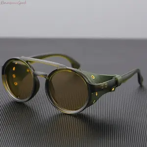 Unisex Vintage Round Frame Punk Sunglasses, Windproof Retro Outdoor Sports Eyewear, UV Protective Durable Shades Ideal for Fishing, Cycling, Hiking & All Outdoor Activities for Men