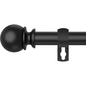Black Curtain Rods for Windows 28 to 48 Inch, 5/8" Diameter Heavy Duty Metal Adjustable Small Curtain Rod With Bracket