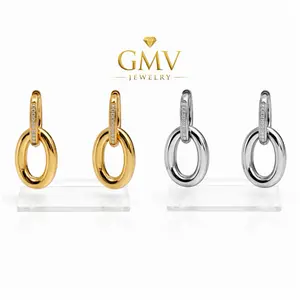 GMV Jewelry Eterna Convertible Earrings 316L 14k Gold Plated Luxury Jewelry for Women Elegant Design