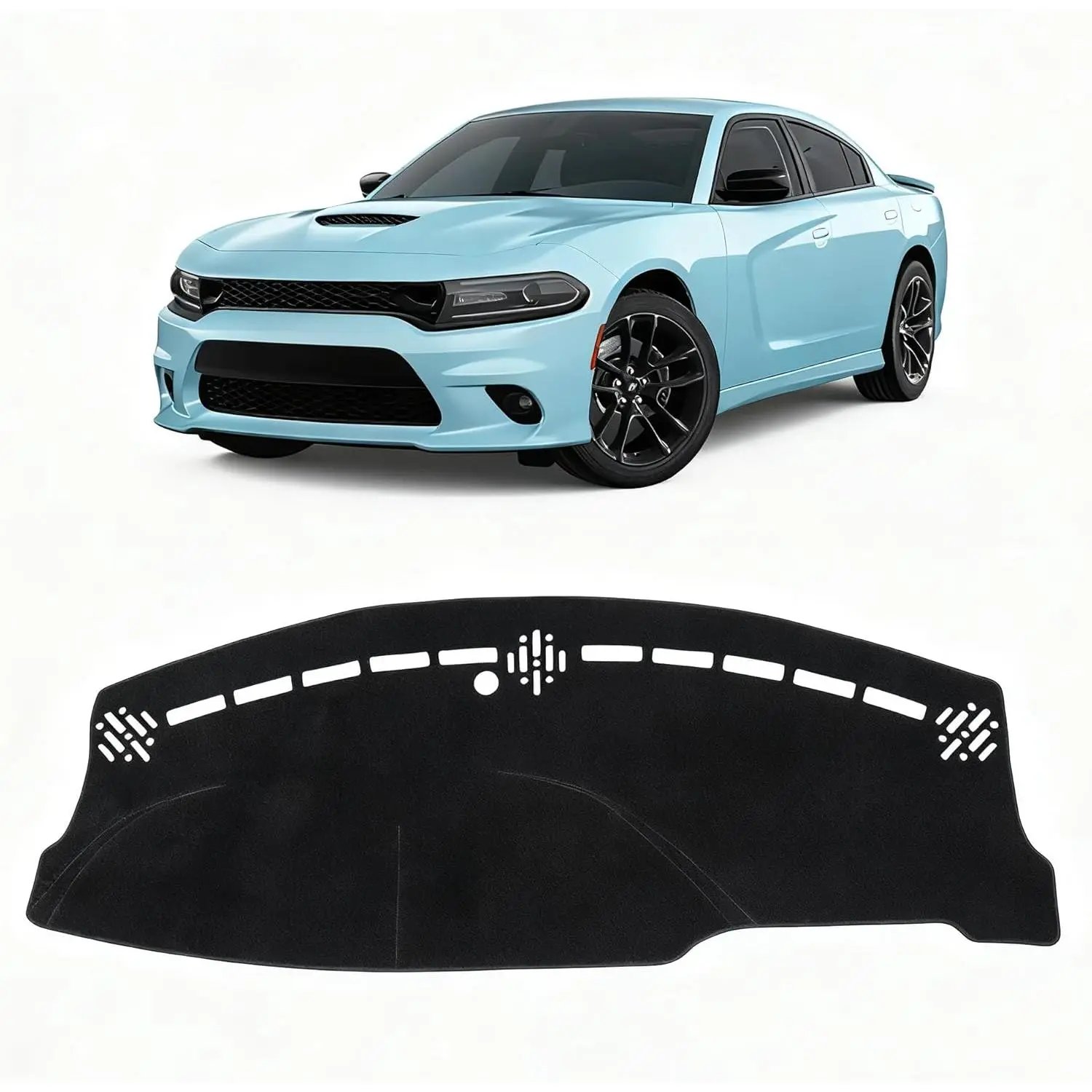 Black Dash Cover for Dodge Charger 2011-2022 2023 Left Hand Driving Polyester Dashboard Cover Non-Slip Center Interior Accessories for Charger Custom Fit Dash Mat Sunshade No Glare
