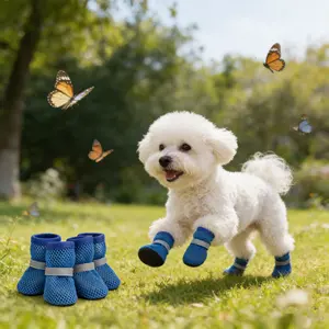 Pet Protective Foot Covers Non-Slip Wear-Resistant Soft-Soled Dog Shoes with Large Mesh Design for Excellent Breathability and Easy Removal Outfits Natural