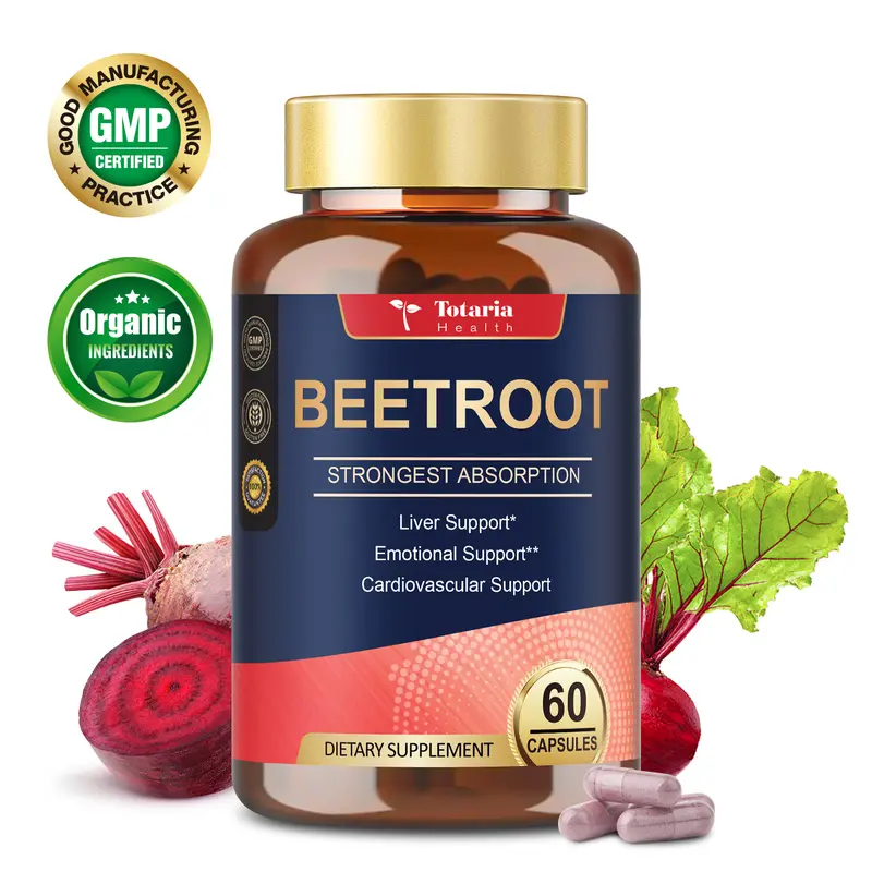 Organic Beet Root Capsules – 1300mg Beetroot Powder for Natural Energy & Endurance, Liver, Mood & Heart Support, Non-GMO, GMP Certified, High Absorption | 60 Vegan Capsules