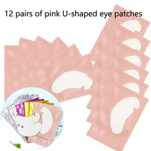 12 Pairs U-Type Eyelid Stickers, Breathable Lash Extension Pad, Hydrating Gel Eye Mask, Professional Makeup Tool, All Shapes Compatible