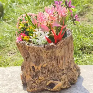Creative Resin Succulent Plant Pot, Wood Carving Root Sculpture Planter, Eco-Friendly Tree Stump Decorative Statue Holder, Resin Flower Pot, Garden Planter, Outdoor Planters