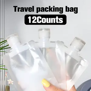 12 Counts Reusable Plastic Pouches, Lightweight Drink Pouches for Hiking & Camping