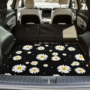 1pc white daisy theme car trunk mat, suitable for most car models, size 29.53X39.37 inches, protect the trunk and reduce wear and tear, elegant car accessories, car interior decoration, Thanksgiving Halloween Christmas gift, Vehicle Interior Decor