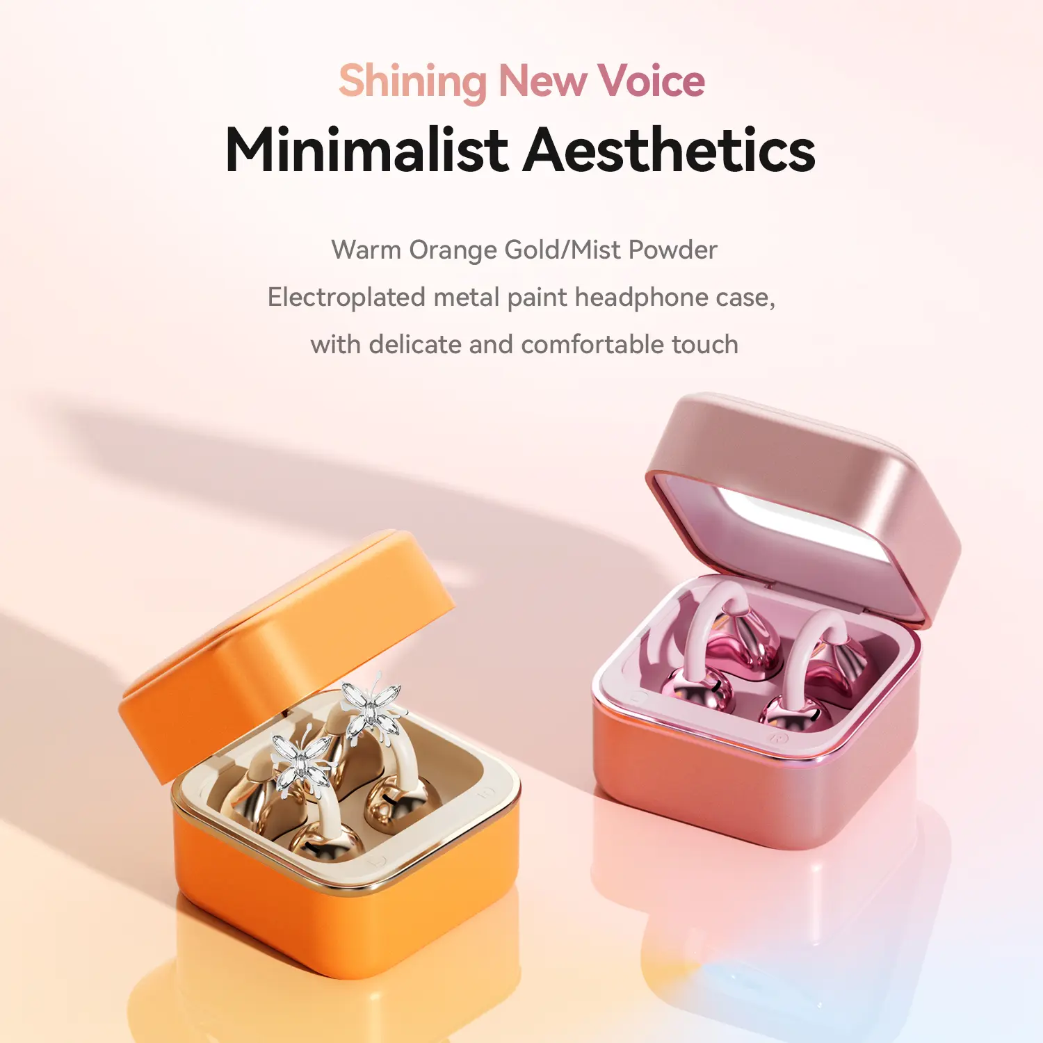 CHENRUIDA Mini Square In-Ear Wireless Bluetooth Headphones - Built-in Makeup Mirror, Fill Light, 360° Panoramic Sound, Active Noise Cancellation, Soft Silicone Ear Tips, Extra-Long Battery Life, Portable for Audio Enthusiasts