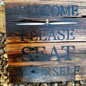 Welcome, Please Seat Yourself - Wooden Sign with "WELCOME" and "PLEASE SEAT YOURSELF" Text, Natural Wood Finish