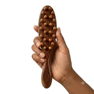 Natural Wooden Scalp Massage Comb for Locs & Braids, Microlocks Sisterlocks Hair Oil Applicator Brush, Anti-Tangle Head Massage Tool for Hair Growth & Scalp Care