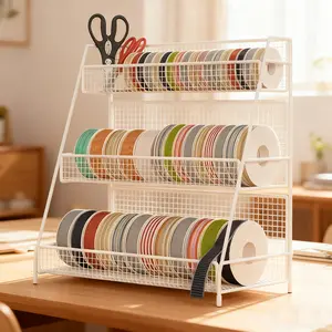 Fashion Metal Desktop Organizer, Tiered Display Rack, Suitable for Home Desktop Items - Freestanding Ribbon Holder and Item Display, Practical Rack, Sewing Storage, Bookshelf, Kitchen Accessories, Kitchen Organization and Storage, Kitchen Storage