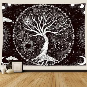 Tree of Life Tapestry,Black and White Galaxy Space Tapestries Aesthetic Psychedelic Wall Hanging decor for Living Room Bedroom (51.2" x 59.1")