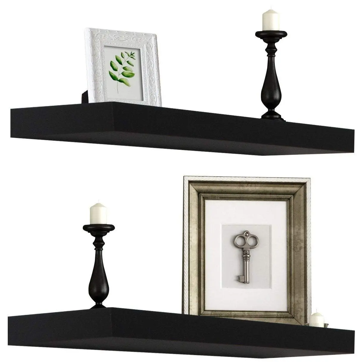 Faux Wood Rectangle Floating Shelves (2-Pack) for Home Decor with Matte Finish Kitchen Set