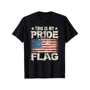 Patriotic American Flag Cotton T-shirt Featuring USA 4th of July Independence Day Summer Casual Graphic Print Short Sleeve Round Neck Unisex Holiday Gift 2026 New Style 180G
