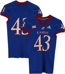 Kansas Jayhawks Team-Issued #43 Blue Jersey from the 2018-21 NCAA Football Seasons - Size L - Fanatics Authentic Certified