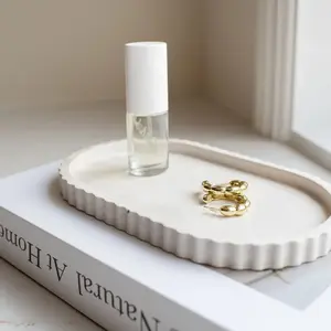 Fluted Oval Tray- Limestone