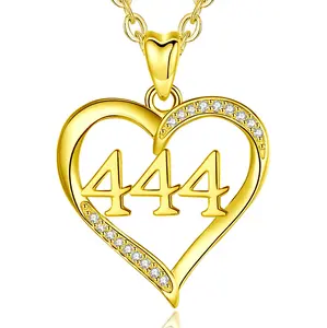 Angel Number Pendant, 925 Sterling Silver Numerology Jewelry with CZ, From 111 to 999 Heart  Necklace Charms, Perfect Birthday, Graduation Gift