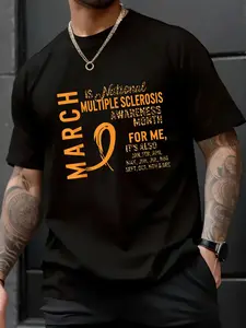 100% Cotton Unisex Multiple Sclerosis Awareness Leopard Print MS Orange Ribbon T-Shirt – Cozy Cotton, Lounge & Party Wear, Essential Wardrobe Staple
