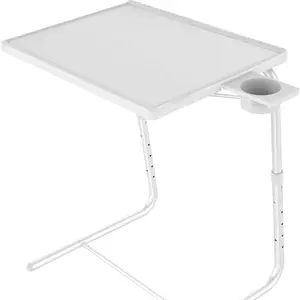 Versatile TV Tray Table with 6 Height Options and 3 Angle Adjustments Collapsible Wheeled Serving for Living Room Bedroom Catering Events Snacks
