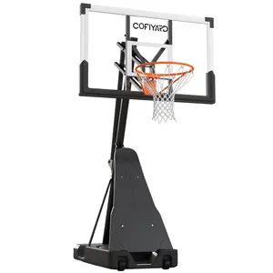 COFIYARD Portable Basketball Hoop, equipped with a44 inch/54 inch shatterproof backboard, can be quickly adjusted in height, and has a 5.25 to 10 foot stable base, suitable for home gym workouts.