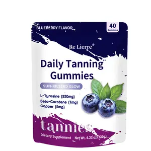 Re Lierre Blueberry Glow Tan Gummies - 40 Count Sun-Kissed Radiance Delicious Easy with Vitamin L-Tyrosine Beta-Carotene Copper