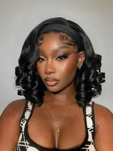 Curly Headband Wig 12 Inch, Glueless Synthetic Hairpiece for Women, Daily Wear Accessory, All-Season Style Solution