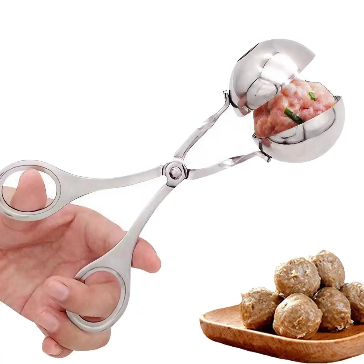 Household multifunctional portable stainless steel meatball clip handheld meatball machine cooking tool, Meal preparation tools, S/L size optional suitable for DIY meatballs, rice balls, kitchen accessories, Durable kitchen tool, Kitchen utensils tools