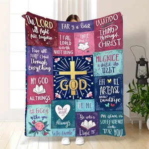 [ Home Relaxation] I Am a Child of God Inspirational Throw Blanket - Soft Flannel Religious Gift for Women & Men, 50x40 Inches, Vibrant Cross & Stars Design, All-Season Comfort, Perfect for Birthdays & Spiritual Gifts, Blanket, Bed Blanket, Christmas