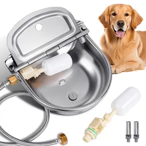 Large Capacity Stainless Steel Automatic Poultry Water Dispenser with Drain Hole, Comes with Stainless Steel Water Pipe, 2 Float Valves and Accessories, Suitable for Dogs, Chickens, Ducks and Other Livestock & Poultry Pets