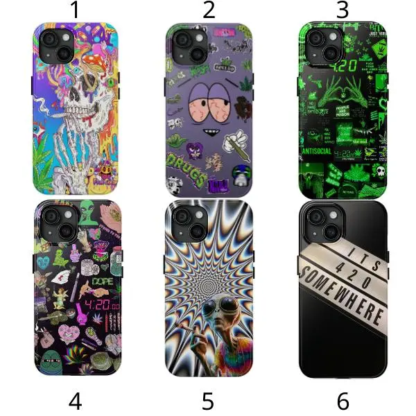 Durable Patterned Vibrant Silicone 420 Stoner Phone Case - Scratch-Resistant Protection Accessory for iPhone 11-17 Pro Max/Plus, Samsung Galaxy S23-25