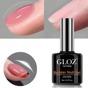 Salon Nails at Home: 8-in-1 Nude Builder Gel, Rubber Base & Strengthener for Thin Nails - UV/LED Soak Off