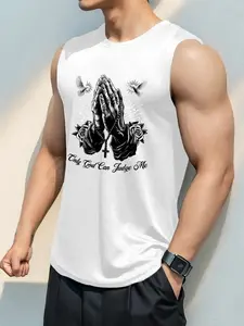 Men's Summer Casual Printed Tank Top, Moderate Fabric Thickness for Comfortable Fit, Stylish Summer Attire for Daily Wear