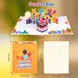 Magical 3D Pop-Up Birthday Card with Lights & Music – Cake & Candle Surprise, Unique Gift for Her