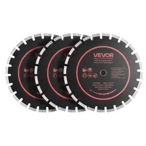 【fathersdaygift】VEVOR Diamond Blades 14 inch, 3-Pack Concrete Saw Blade Set, 1 in Arbor, High-Hardness Diamond Segments, 65Mn Steel Core, Dry Wet Cutting, Clean Edges for Concrete, Masonry, Brick, Stone, Granite