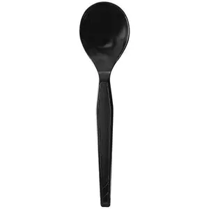 [1,000 ct] PS Plastic Medium-Heavy Weight Soup Spoons Bulk Box, Black