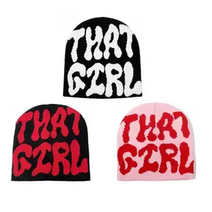That Girl 2000s Y2K Letter Print Beanie Unisex Streetwear Lightweight Spring Summer Hat for Men & Women  Knit Skull Cap for Outdoor Activities & Casual Outfits Machine Washable