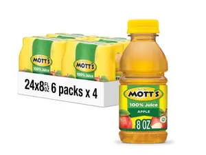 Mott's 100% Original Apple Juice, 8 Fl Oz Bottles, 24 Count (4 Packs Of 6), 2 Servings Of Fruit, 100% Fruit Juice, Gluten-free, Caffeine-free, Kosher, Contains No Artificial Colors Or Sweeteners
