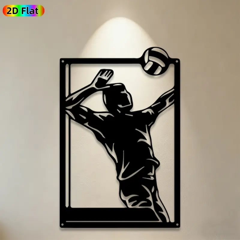 1pc Volleyball Player Metal Wall Art, Dynamic Volleyball Player Statue Mural, Ideal Gift for New Year, Easter, Sports Decor Enthusiasts, Weather-Resistant Metal Wall Decor , Perfect for Game Room Wall & Garden Fence, Stylish Indoor Outdoor Decor