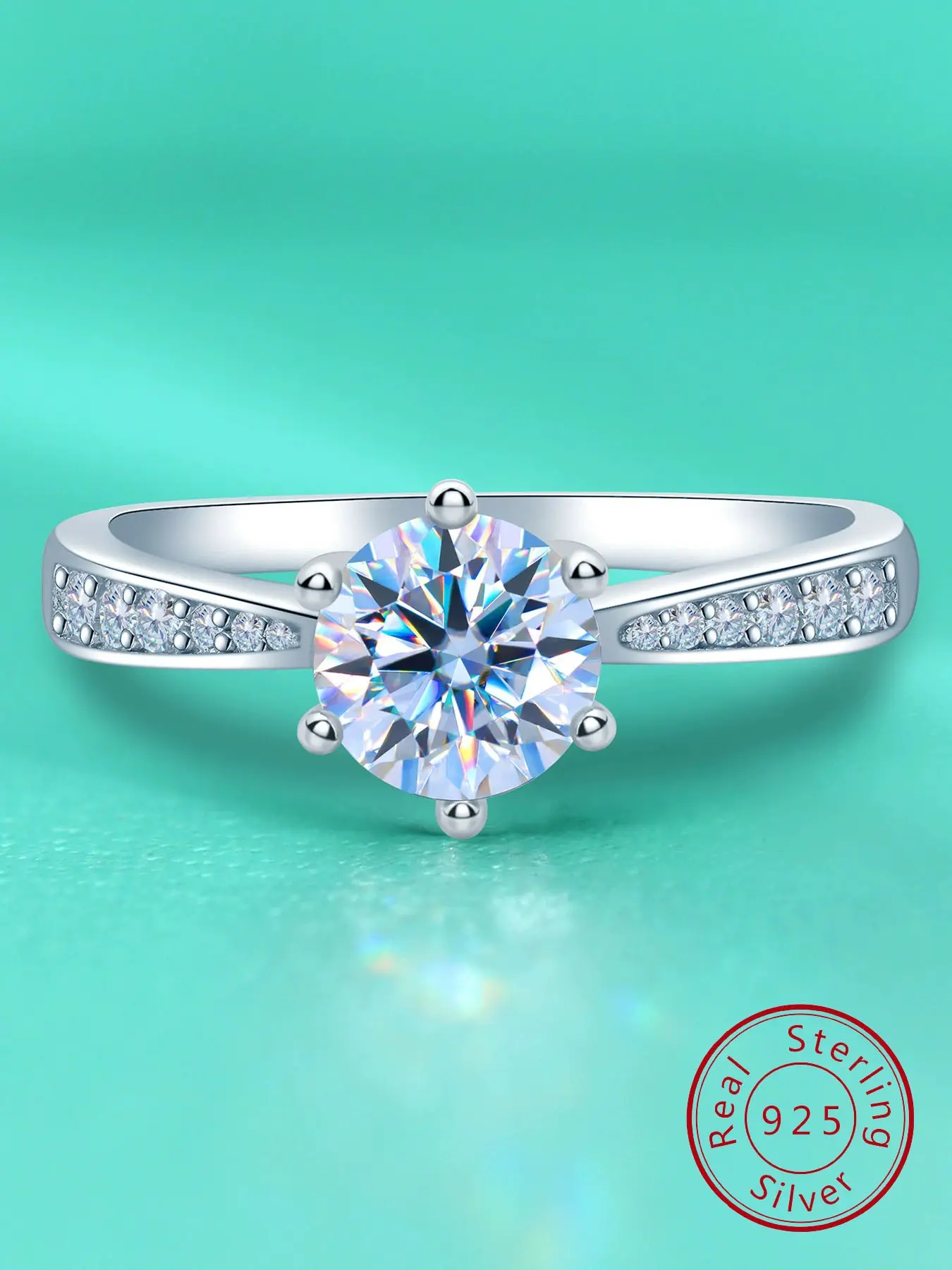 Morganite Diamond Ring for Women, 1 Carat Pure Silver Engagement Wedding Promise Rings, Valentine's Day Gift for Girlfriend, Solitaire Engagement Rings