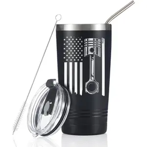 Onebttl Car Guy Gifts for Men Women Tumbler - 20oz/590ml Double Wall Vacuum Insulated Stainless Steel Travel Tumbler Cups with Lid & Straw - Car Lovers or enthusiast Gift - Flag