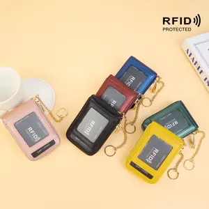 RFID Blocking Card Holder Wallet with Metal Chain Strap, Lightweight Design for Men & Women,  Genuine Leather Travel Wallet, Mens Wallet, Wallet For Women, Wallet For Men, Rfid Blocking Wallet Women, Wallets For Women, Card Holder For Women