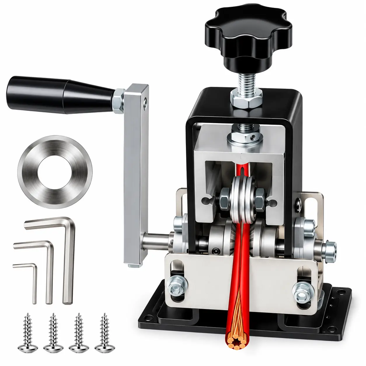 Upgraded Stainless Steel Handheld Manual Wire Stripping Machine - 0.06-1in Gauge, Drill-Powered Hand Crank Tool, Copper Scrap Peeler for DIY Projects & Scrap Copper Recycling (Automotive & Motorcycle Car Repair Sheet Metal Tool), Aluminum, 0.06-1 Inches