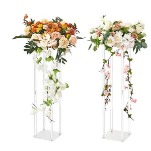 【Summervibes】VEVOR 2PCS 31.5inch High Wedding Flower Stand,  , With Acrylic Laminate,Acrylic Vase Column Geometric Centerpiece Stands, Floral Display Rack for T-Stage Events Reception, Party Decoration Home