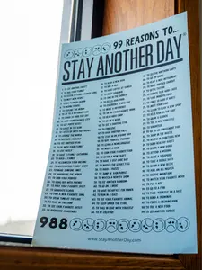 99 Reasons To Stay Another Day Mental Health Awareness Baby Blue Poster