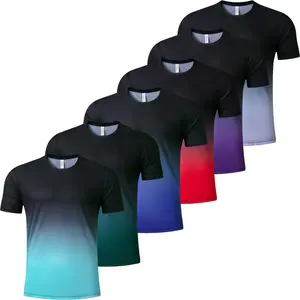 3/6 Pack Men's Gradient T Shirt Short Sleeve Round Neck Tee Summer Top