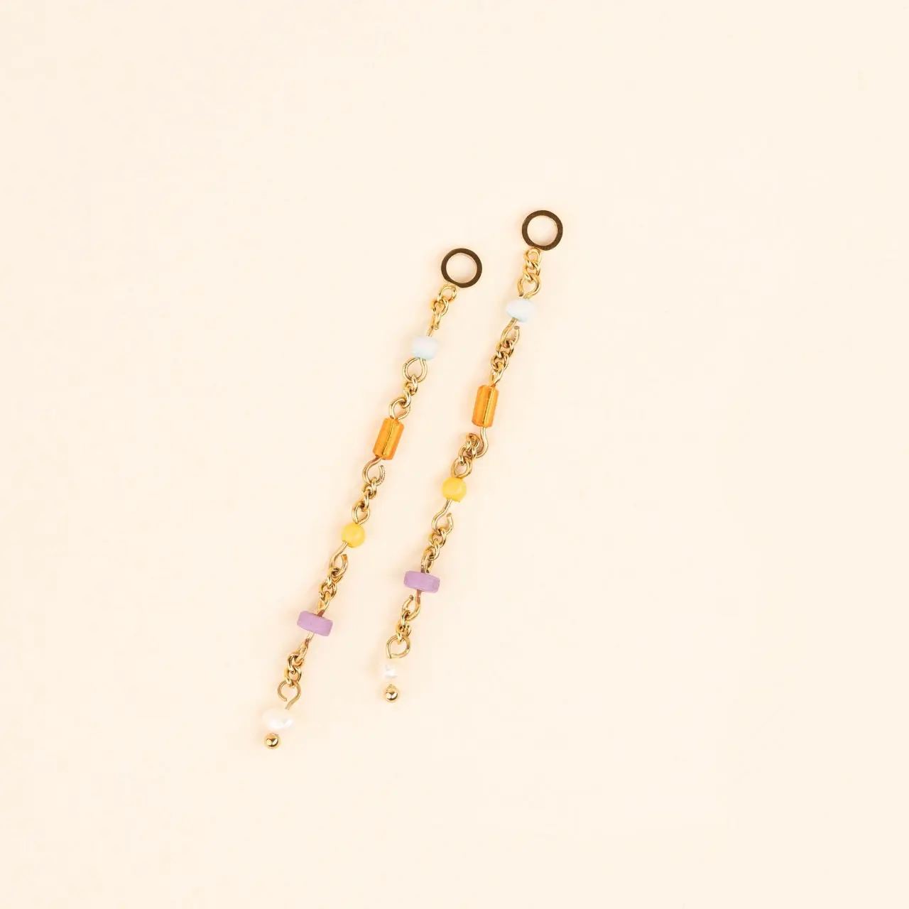 Bead Chain Huggie Hoop Charms