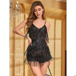 Jumpsuit Fringed Sequin Sleeveless s Women Crazy Double Summer Concert Outfit