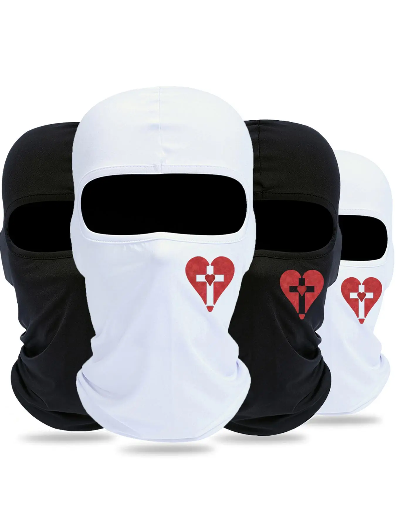 Heart & Cross Print Summer Balaclava Headwear Face Mask, Breathable Sun Protection Neck Gaiter, Outdoor Cycling Face Cover for Men & Women