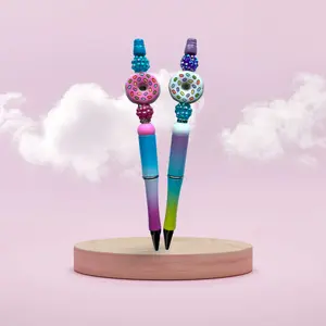 Custom Beaded Plastic Refillable Black Ink Donut Pen
